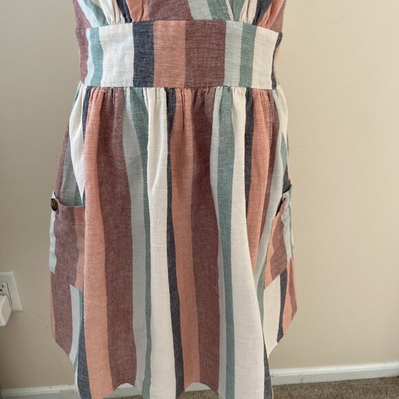 American Eagle Babydoll Halter Dress Size M Striped Empire Waist Beachy Boho - Picture 4 of 13